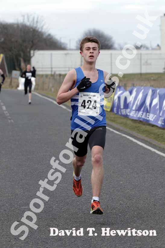 Elliot Kelly (Morpeth) finishing the North Tyneside 10k Road Race.